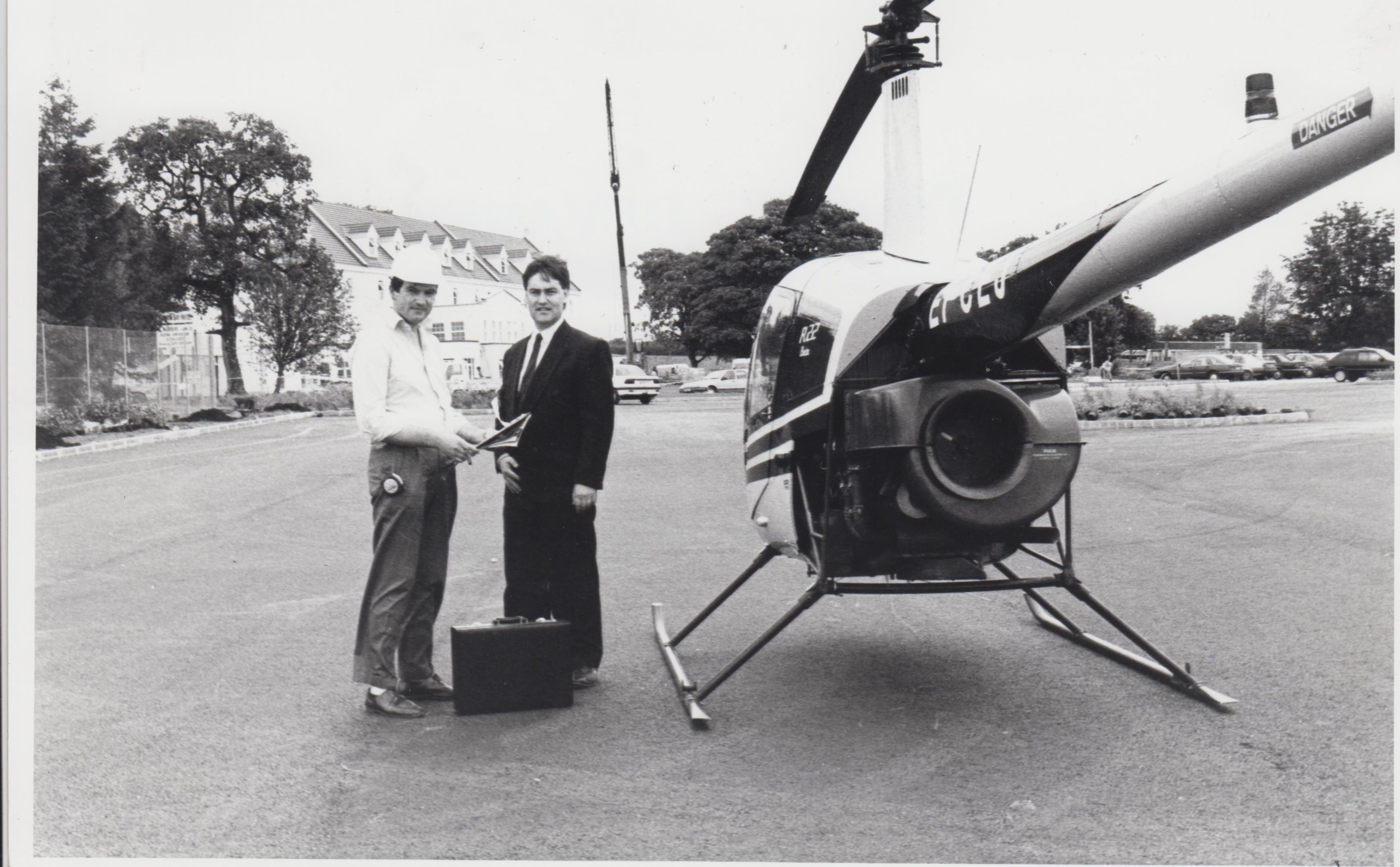 helicopter outside hodson bay hotel